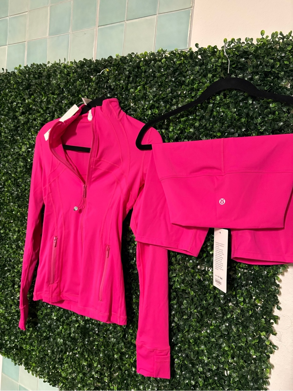 Bright Pink Zip-Up Active sets